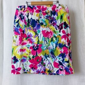 Multi-Colored Floral Pencil Skirt
